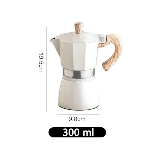 MokaPot Italiensk Hjemme Kaffe Maskine - Håndholdt Espresso Pot til Rig Brev og Aromaer - Rustfrit Stål Komfur Percolator med E black 300ML