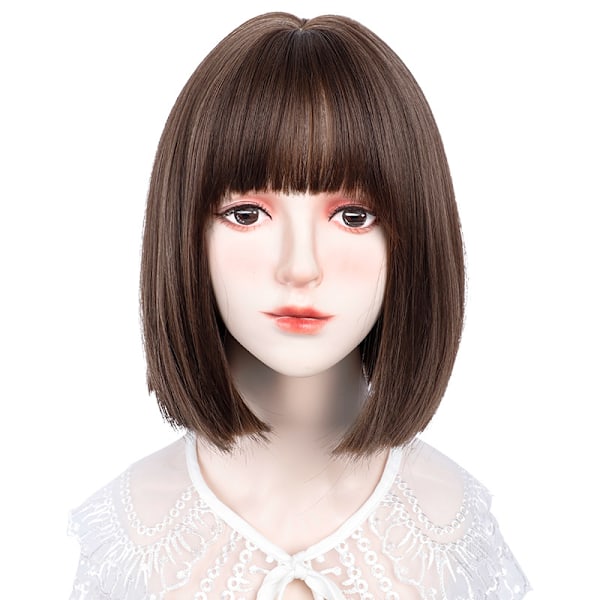 Peruk Kvinnors Kort Hår Nät Röd Fashion Ny Bob Haircut Full-Huvud Peruk Style Konstgjord Hår Naturlig Ålder-Re Utvinning Av Skönhetsperuk Black Tea Hair Delivery Net