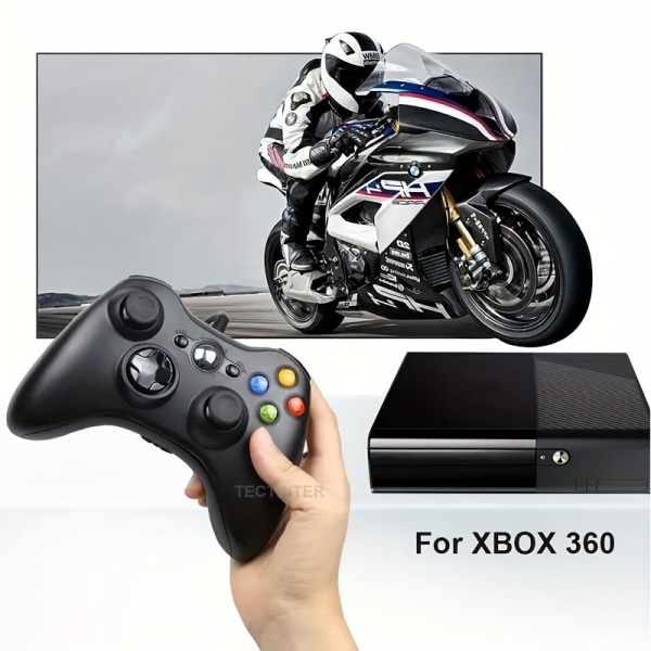 Kabelansluten kontroll för Xbox 360, spelkontroll med dubbel vibrationsturbo, kompatibel med Xbox 360-konsol och PC-fönster, STEAM-plattformar Black