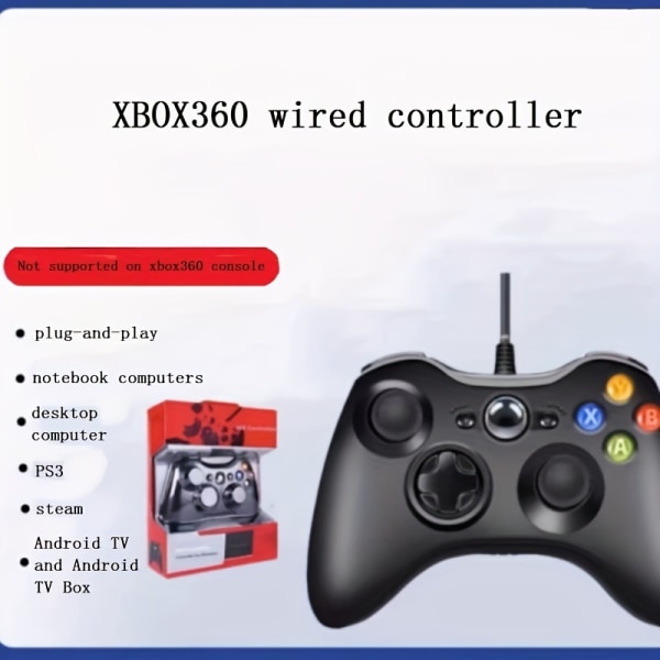 Kabelansluten kontroll för Xbox 360, spelkontroll med dubbla vibrerande turbo (Obs: Inte för Xbox 360-konsoler och utan hörlurar stöds inte) White