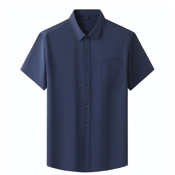 Skjortor för män Plus Size 1XL-7XL Kortärmad Enfärgad Business Formell Skjorta Stor Size Sommar Vit Skjorta 115-205KG darkblue 2XL(125-135kg)