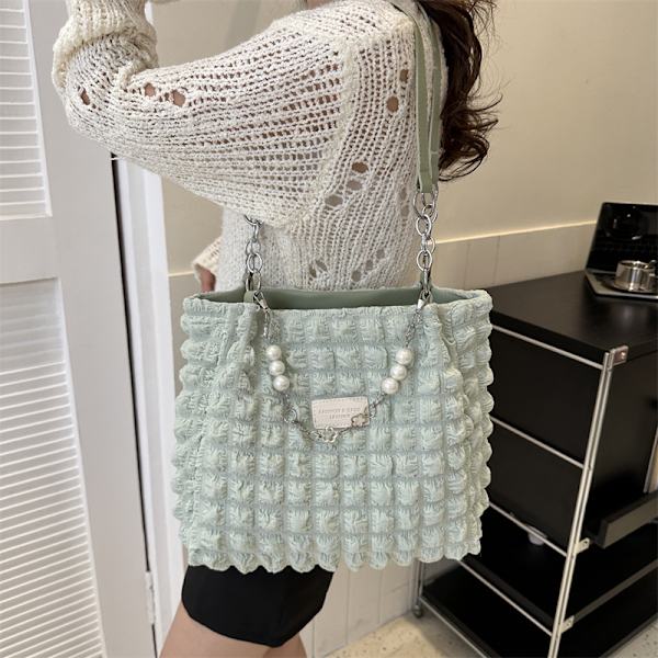 Stor Kapacitet Kvinde Taske 2023 Ny Pendler Taske Skuldertaske Special-Intresse Design Trendy Boble Miumiu Taske Skuldertaske Pink