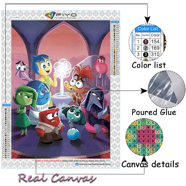 2024 Ny Disney Inside Out 2 Diamantbroderi Tegneserie Diamantmaleri Nyt Mosaikbillede af Rhinestones Hjemmevægdekoration AD496 Round 30x40cm