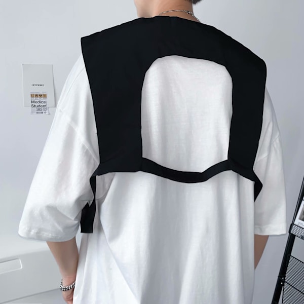 Funktionel Arbejdsbeklædning Taktisk Vest Mænd Forår Og Sommer Ny Vest Top Løs Vest Kort Ærmeløs Rock Mænds Mode Black L