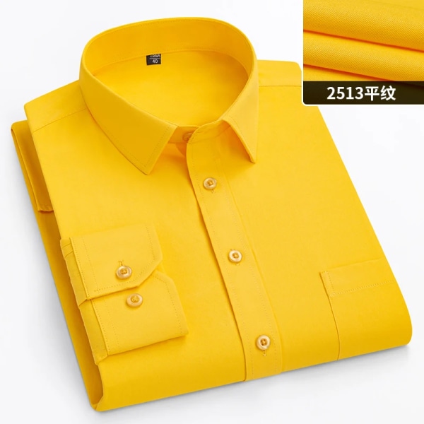 Kontorsskjorta för män Långärmad lös plusstorlek 10XL 11XL 9XL Formell klänningskjorta Business Casual lapptäcke 160 kg strykfritt 2513 46 Size (100-110KG)