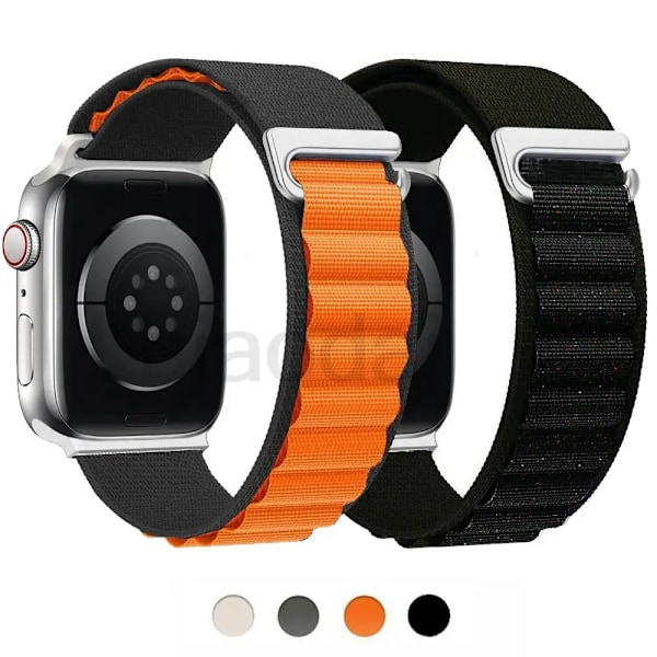 Alpine Loop-armband för Apple Watch Ultra 2, 49 mm, 44 mm, 40 mm, 45 mm, 41 mm, 42 mm, 38 mm, 45 mm, armband correa iWatch serie 9, 8, 7, 6, se balck Shiny 42mm 44mm 45mm 49mm