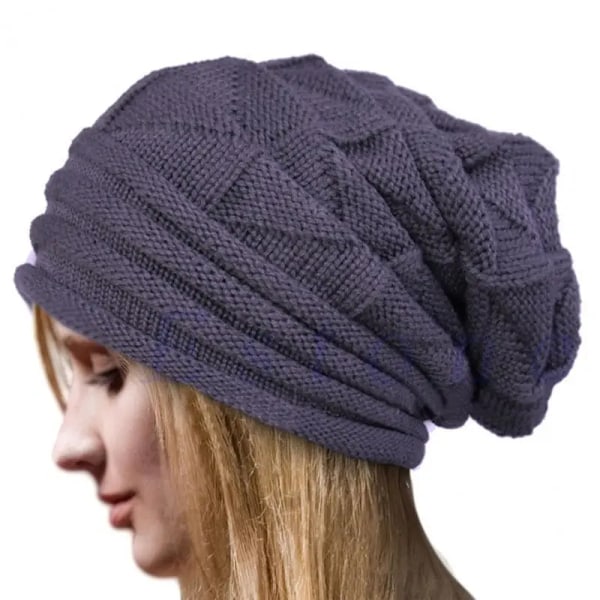 Strikkede Løse Beanie Oversized Vinterhat Ski Slouchy Cap Skullies Beanies Kvinder Mænd Vinter Uld Varmt Hat Beanies Unisex Deep Blue One Size