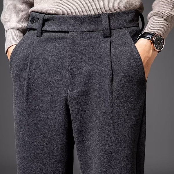 Draping Effekt Ankellånga Byxor Mäns Höst Och Vinter Tjock Lös Raka Byxor Koreanska Mode Woolen Casual Casuale Byxor För Herrbyxor Khaki 29