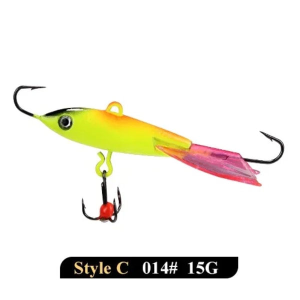 FISH KING 12/15/25g Vertical Metal Jig Winter Ice Fishing Lure 3D Eye Hard Artificial Bait Balancer For Fishing Wobblers 15g-014