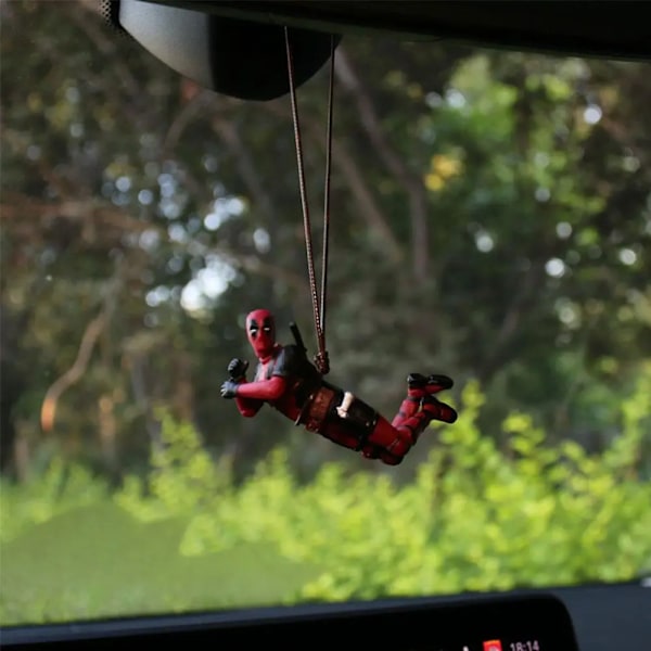 Deadpool Cartoon Car Rearview Spegel Pendant Läs En Bok Suk Lysning C