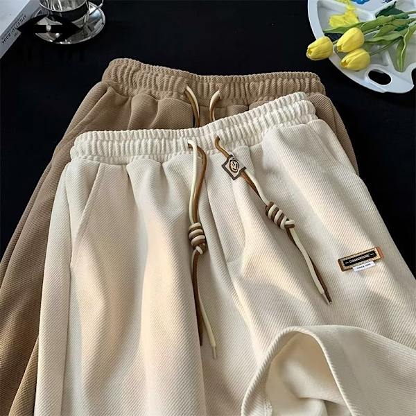 Enkelt Nya Sportbyxor Casual Byxor Modemärke Lös Byxor Mäns Ungdom Mode Trendy Solid Färg Apricot XXL
