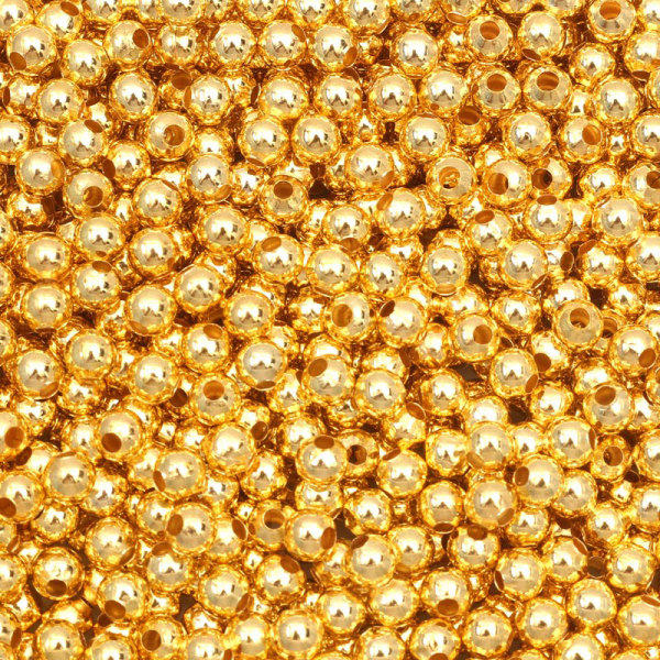 30-500 st Pläterade-guld metallpärlor Rund fröavståndsbricka Lös legeringspärlor för smyckenstillverkning DIY-armband halsringstillbehör Golden 8mm 50pcs