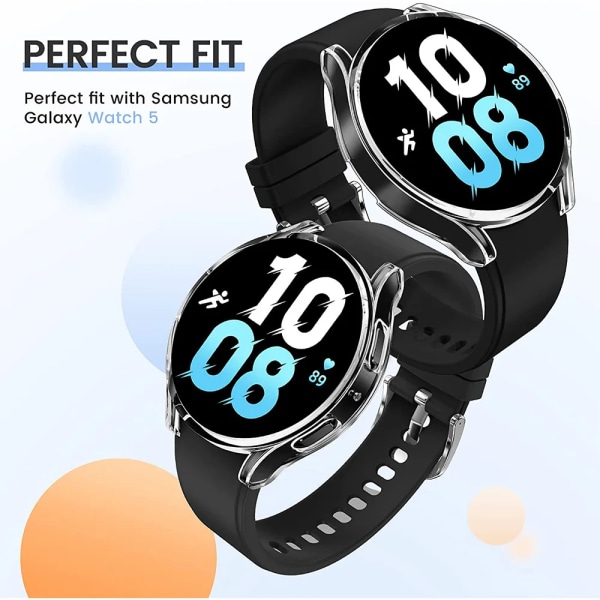 Case för Samsung Galaxy Watch 4 5 6 40 mm 44 mm cover Silikon TPU Bumper Skärmskydd Fullständiga tillbehör Black Galaxy Watch 6 44mm