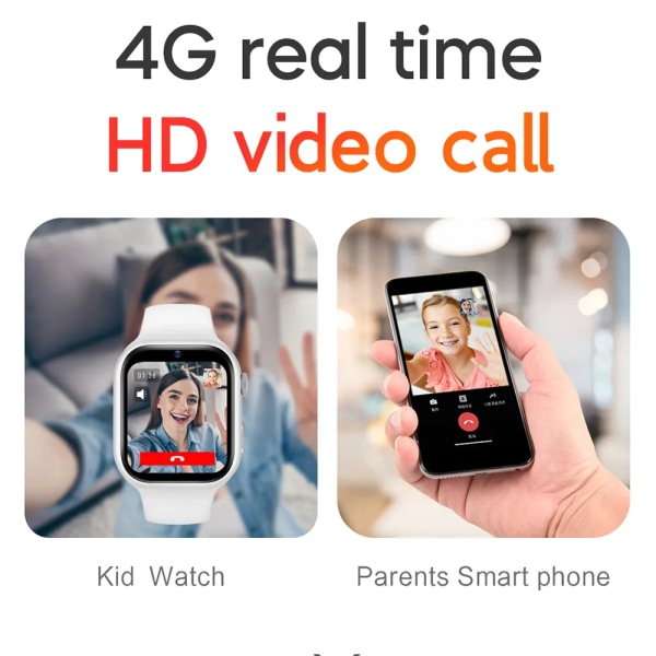 K20 4G Kids Smart Watch 2023 HD-videosamtal Baby Smartwatch Män Dam GPS LBS WIFI Watch för barn Vattentätt stort batteri Black