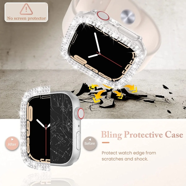 Diamond Case för Apple Watch Series 8 7 41MM 45MM Cover För iWatch 6 SE 5 4 38MM 42MM 40mm 44mm Tillbehör Black 40MM Series SE 6 5 4