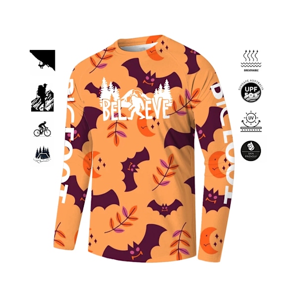 Bigfoot Mäns Cykling Vandring Fiske Kostym Halloween Andaskjorta T-Shirt Lång Ärm Utomhus Sport Öppet Hals Fiske Skjorta ALLXYH24171433 2XL