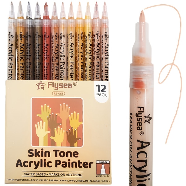 12 st Akryl Marker Pen Animation Graffiti Pensel Kroppsmålning Penna Studio Special Art Pen 12 Color Suit