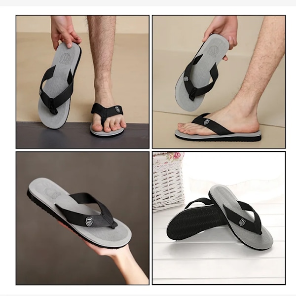 Mode Tøfler Til Mænd Flip Flops Flade Sandaler Sommer Ikke-Slip Strand Slides Mænd Tøfler Indendørs Sko Mand Man Man S Løber Gray 44 (Insole 27.5cm)