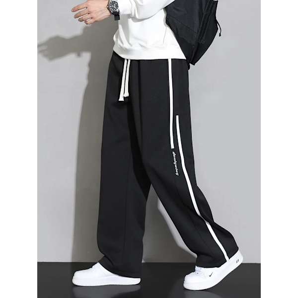 2024 Nya Sweatbyxor Män Baggy Joggers Bredben Byxor Neutral Andas Lös Utomhusbyxor Mode Design Jo. Gångbyxor black 65-75KG XL