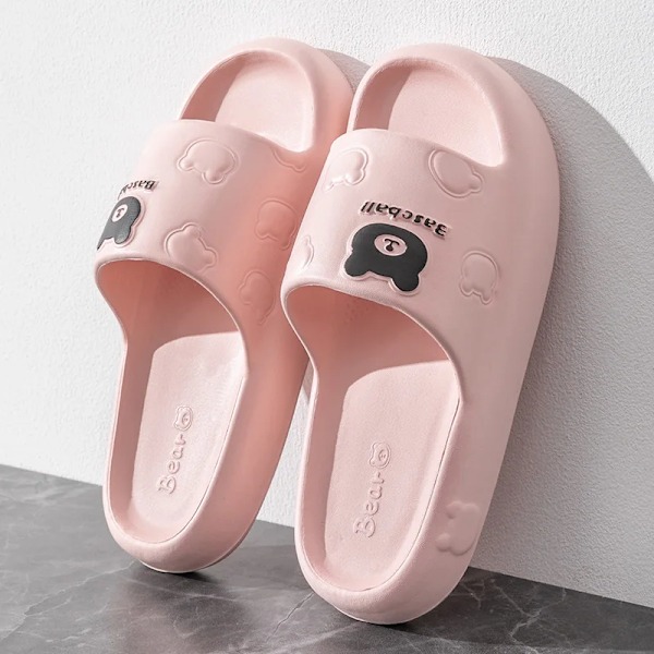 Mjuka Sole Anti Tofflor Kvinnor Sommar 2024 Nytt Hem Badrum Badrum Tjocka Par Tecknade Tofflor Mäns Sommare Pink 38-39