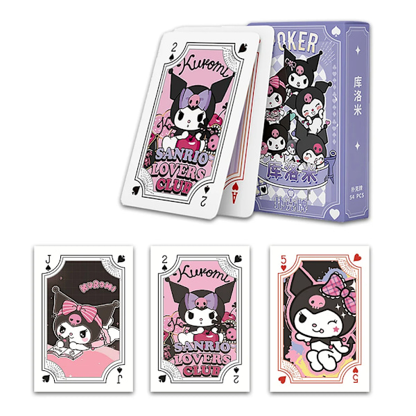 Sanrio Kuromi Spelkort Söt Cartoon Anime Kawaii Tryckt Spelkort Underhållningskort Leksaker för Pojkar och Flickor Presenter 54Pcs 1 Box B