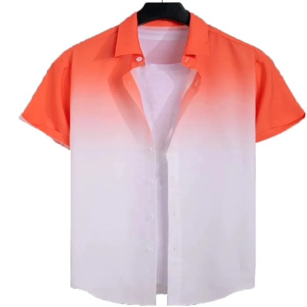2023 Gränsöverskridande hawaiiansk kortärmad skjorta för män Gradient Color Fick Enkelknäppt Beach Casual Shirt black M