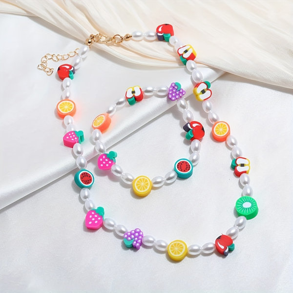 990 st Polymer Clay Beads Kit för armbandstillverkning Blompärlor Blandad frukt Leende ansikte Kärlek Hjärta Evil Eye Beads Spacer Beads For Anklet Armring