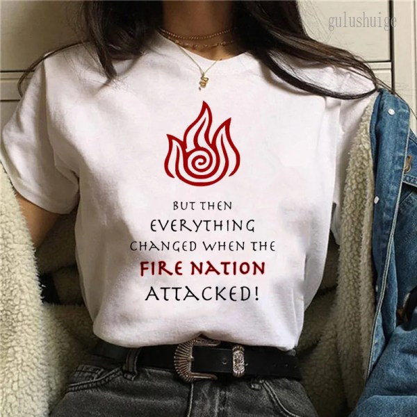 Avatar The Last Airbender Fire Nation Anime Cartoon T-shirt Unisex Summer Causel Harajuku Tshirt Ullzang T-shirt 90-tal Anime Tees 30322 S