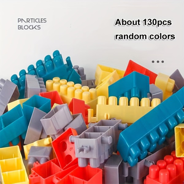 130 st set - pedagogiska leksaker för barn och småbarn, gör-det-själv medium tegel set för pojkar och flickor (slumpmässig färg) Dark Color