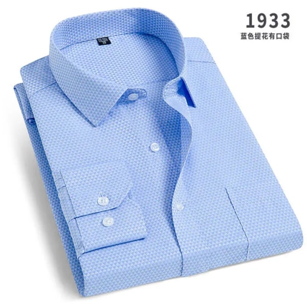 Vårnyhet Randig långärmad tröja för män Strykfri Anti-rynkor Bekväm Andas Business Casual Mode Slim Fit 12 39