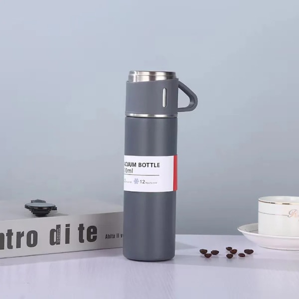 500ml 304 rostfritt stål vakuumisolerad flaska set kontorsstil kaffemugg termos flaska bärbar kolv karaff Dark Gray