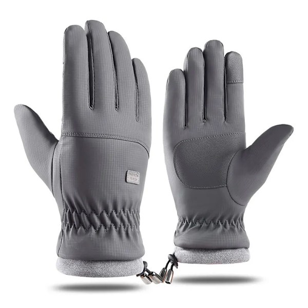 Mænds Varm Handsker Vinter Vindtætte Finger Handsker Anti-Slip Sports Cykling Handsker Udendørs Touch Screen Fuld Finger Handsker Gray One Size