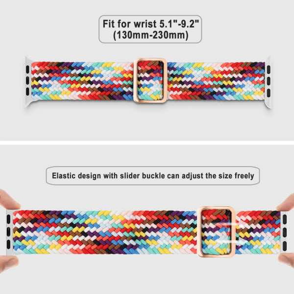 Flätad öglerem för Apple watch Ultra Band 49mm 44mm 40mm 45mm 41mm 42mm 38mm Elastiskt Solo armband iWatch series 8 7 6 se 3 Red 38mm 40mm 41mm