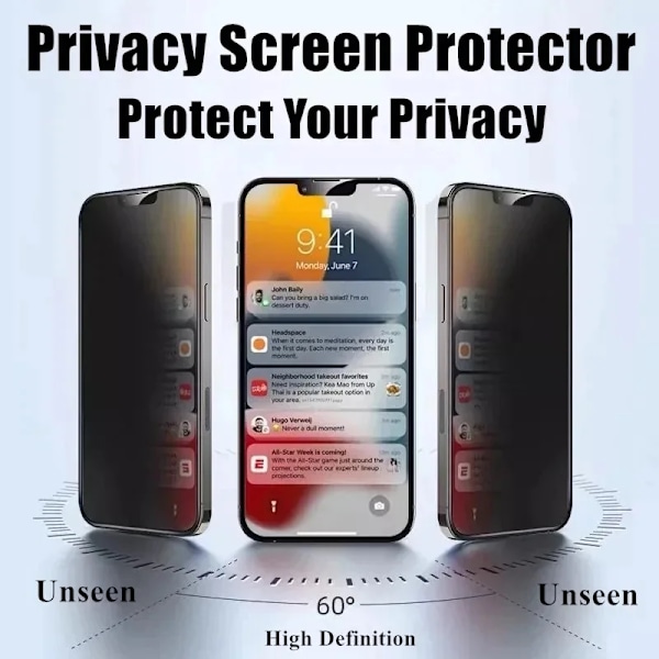 4 stk. Privacy Skærmbeskyttelse til iPhone 15 14 13 Pro Max 15 14 Plus 13 12 Mini 11 Pro Xs Max Xr Privacy Hærdet Glas For iPhone 12mini 4Pcs