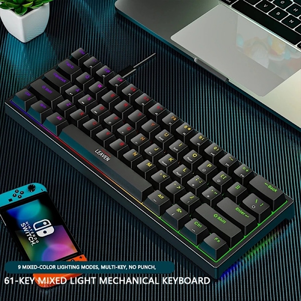 K620 Mini Baggrundsbelysning Rgb Gaming Mekaniske Tangentbordsspil Mekanisk Sats 60 Procent Diy Tilpasset Pbt Keycap Hotswap Rosa Hvid Usb-Pcc black blue switch