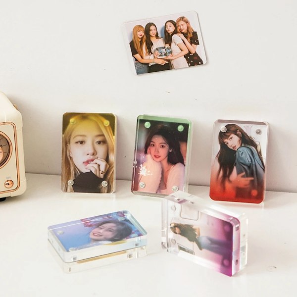 Akryl Mini Foto Ramme Kpop Fotokort Holder Magnetisk Idol Kort Display Stativ Billede Samle Bog Sød Foto Beskytter Dekoration S1 photo frame as picture show