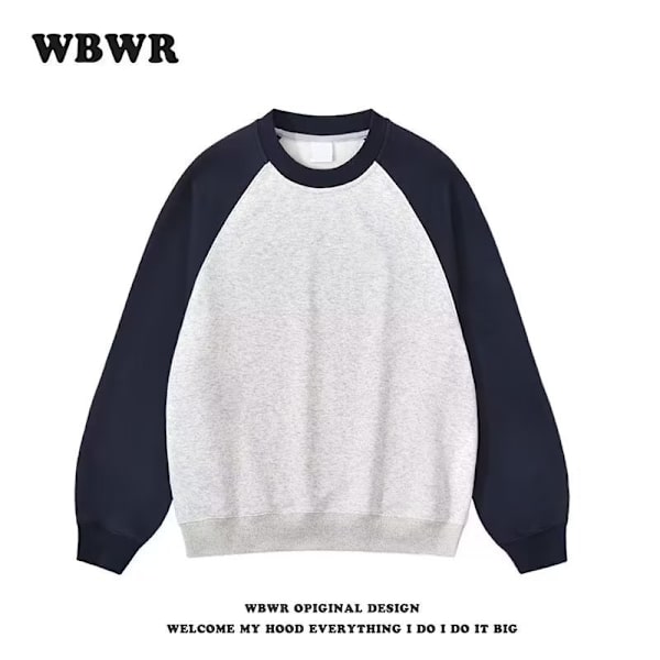 Niche Raglan Ärm Kontrast Färg Rund Hals Tröja Mäns Höst Och Vinter Mode Varumärke Basic Style Amerikansk Loss Flerfärgad Överflöd Grey L