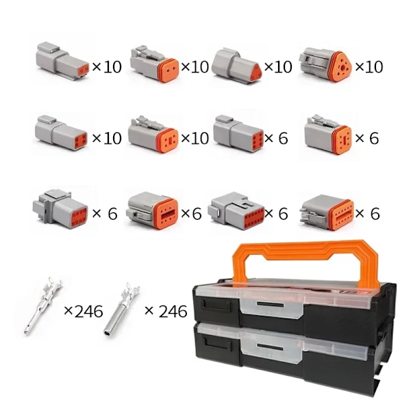 152 Pcs Deutsch Dt Serie Vattentätt Trådkopplingsats Dt06-2/3/4/6/12S Dt04-2/3/4/6/8/1 2P Bilförseglad Plugg Med Stiftboxan 4P whole set 10 Sets