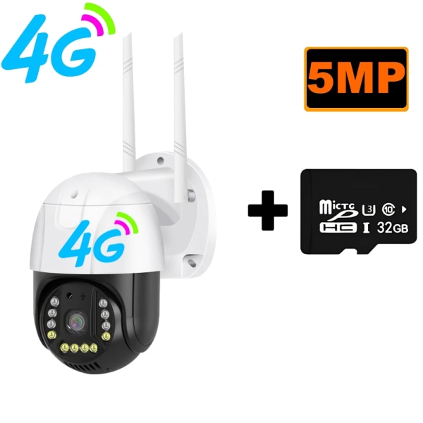 4G Simkortskamera Utomhusfabrik OEM 5MP Starlight V380 Pro Monitorkamera 4G Simkort LTE Säkerhet CCTV 4G CCTV PTZ IP-kamera US PLUG 4G Cam Add 32GB