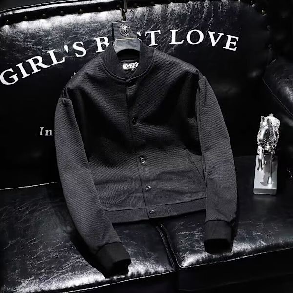 Våren Och Hösten Enkel Fast Färg Jacka Mäns Ungdom Slim Fit Mode Casual Sport Jacket Hög-Slut Mäns Bas. Eball Uniformer Apricot XL