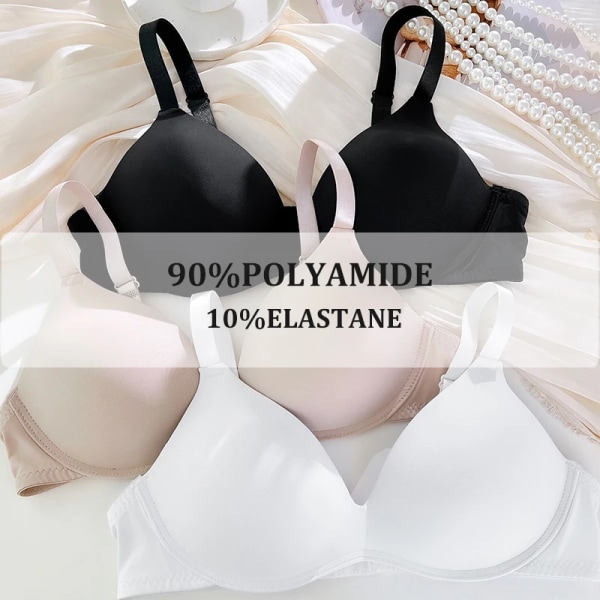 Kvinnor Sexig Sömlös BH Push Up Behå Justerbara Remmar Djup V-Ringning Mjuk Kvinnlig Underkläder 3/4 Cup Lady Trådlös Lingerie Black 34