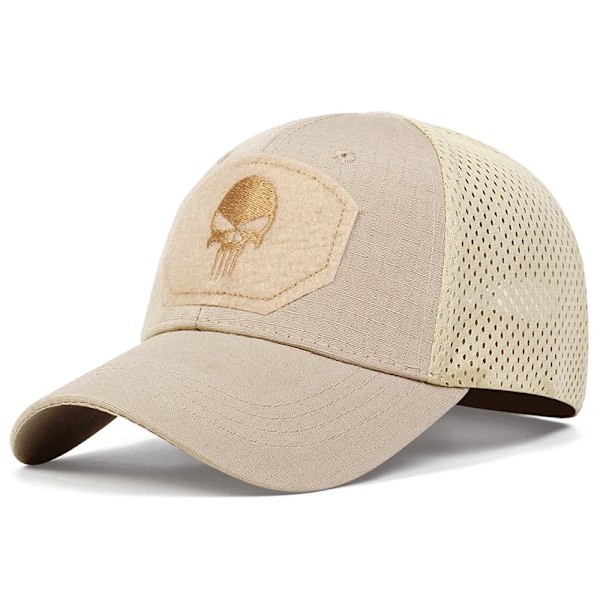 Unisex Skull Broderi Lable Andningsbara Baseball Caps Vår Och Höst Utomhus Justerbar Casual Hat Solskydd Hatt Khaki Adjustable