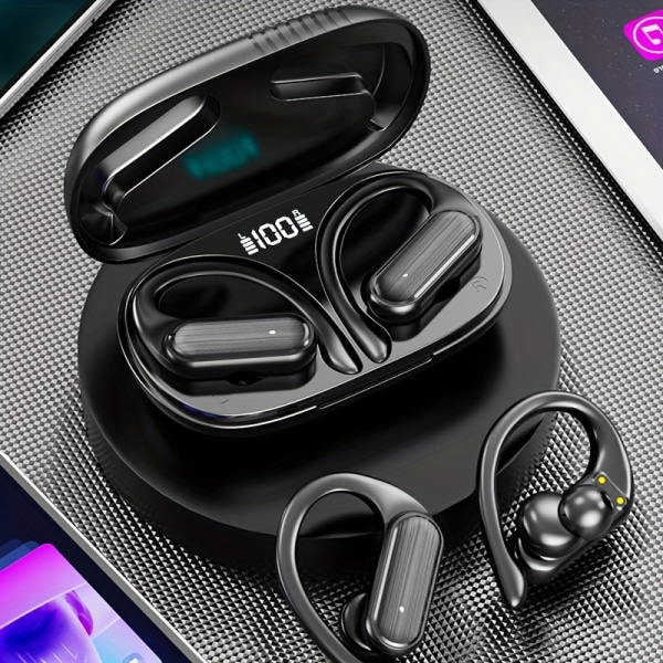 TWS Wireless 5.3 Earbuds In Ear Headset Vattentät Earphone On Earpiece Stereo Headset För Xiaomi För Iphone Phone Hörlurar Gaming Earbuds Black