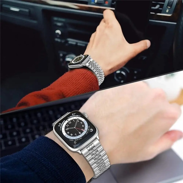 Metallrem För Apple Watch Ultra 49mm 8 7 45mm 41mm rostfritt stål smart watch armband För iwatch 6 5 4 3 SE 44mm 42mm 40mm Silver black 2 For 38mm 40mm 41mm
