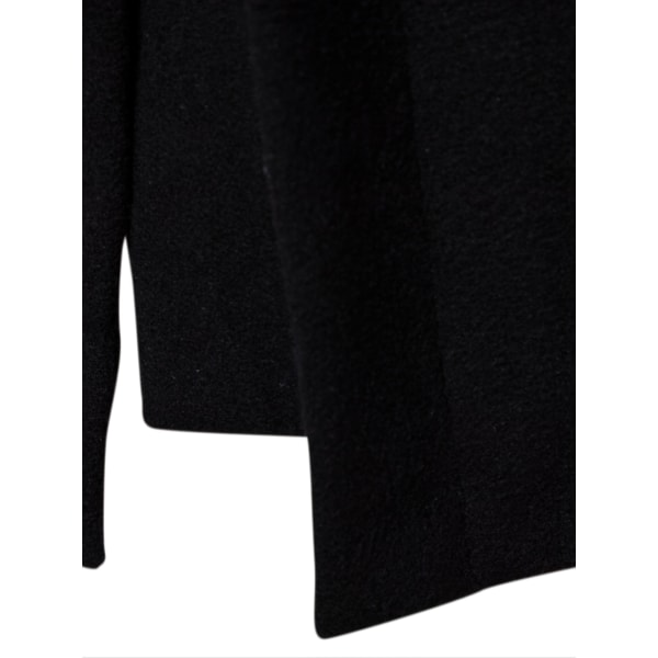 Män medellång kappa dubbelknäppt stativ krage överrock vinter trenchcoat Black XXS(42)
