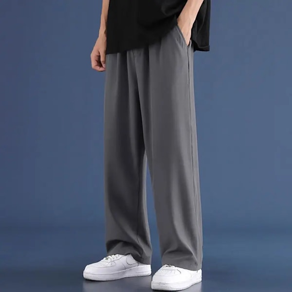 Mænd Ice Silk Sweatpants Snørebånd Streetwear Harajuku Jogger Bukser Y2k Style Sport Gym Oversize Baggy Brede Ben Bukser 8Xl Dark Grey XXL