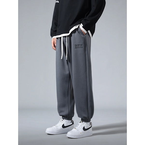 Mäns Jogger Bomulls Svettbyxor Stor Stora Storlek 8Xl 7Xl 6Xl Sport Baggy Byxor Sting Band Hip Ho Lösa Harembyxor Dark Grey 6XL (40-42)