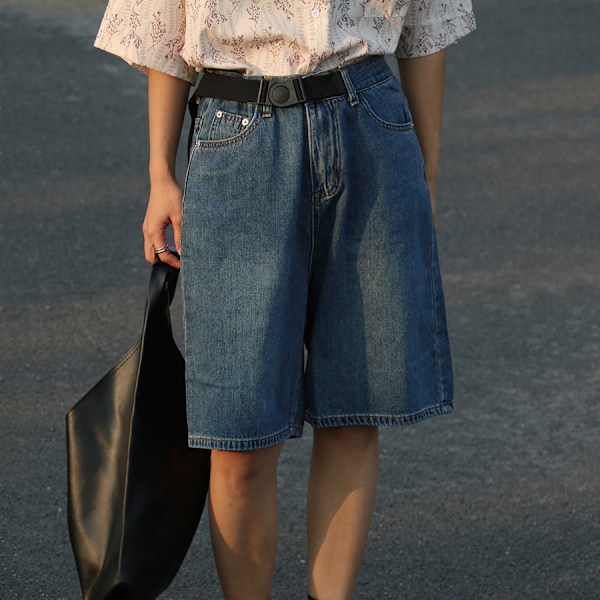 Amerikanska Tvättade Denim Shorts Baby Pojke Och Flicka Sommar Nytt Mode Märke Hong Kong Style Retro Loose Casual Bredben Halvbyxor Dark Blue XXXL