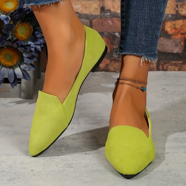 Enfärgade platta baletter för kvinnor, lätta bekväma skor, mångsidiga dagliga låga skor Dark Green CN265(EU40.5)