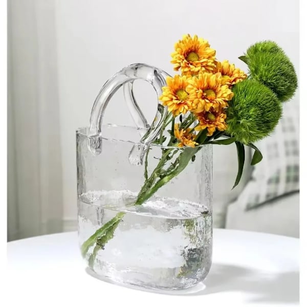 Nordisk Ins Style Original Taske Glas Vase Designer Håndtaske Hydroponisk Blomsterkurv Fiskeri Opdræt Værktøj Hjem Dekoration green